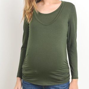 <CMT1321> Olive Double Layered Maternity Nursing Top